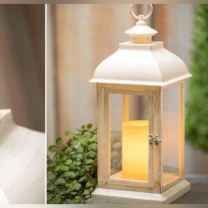 SET OF 4 NWT Timeworn Chic Ivory Lantern Candle Holder remote and batteries